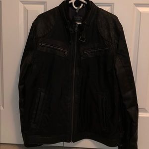 Guess men’s faux leather moto jacket.Size XL,black